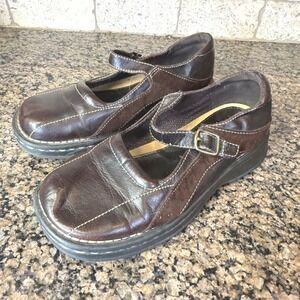 Coasters Brown Leather Suede Mary Jane Buckle Platform‎ Shoes Girls Size 4